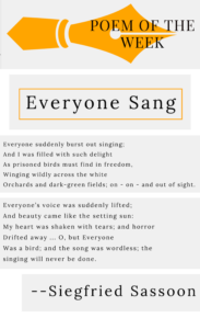 Poem of the Week – ‘Everyone Sang’, Siegfried Sassoon